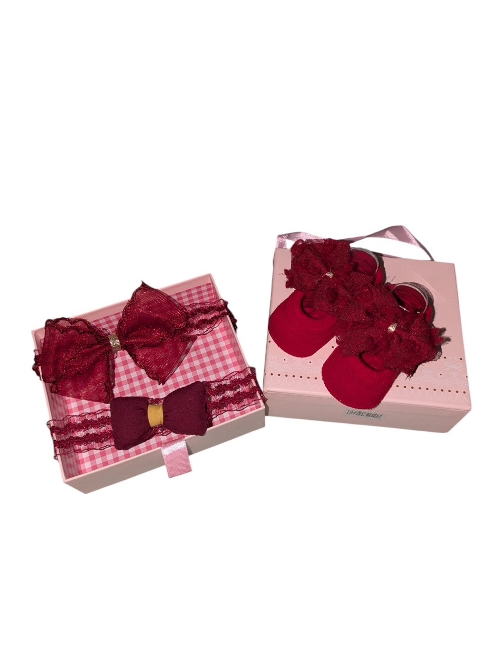 Baby Headband and Shoe Set in Deep Red